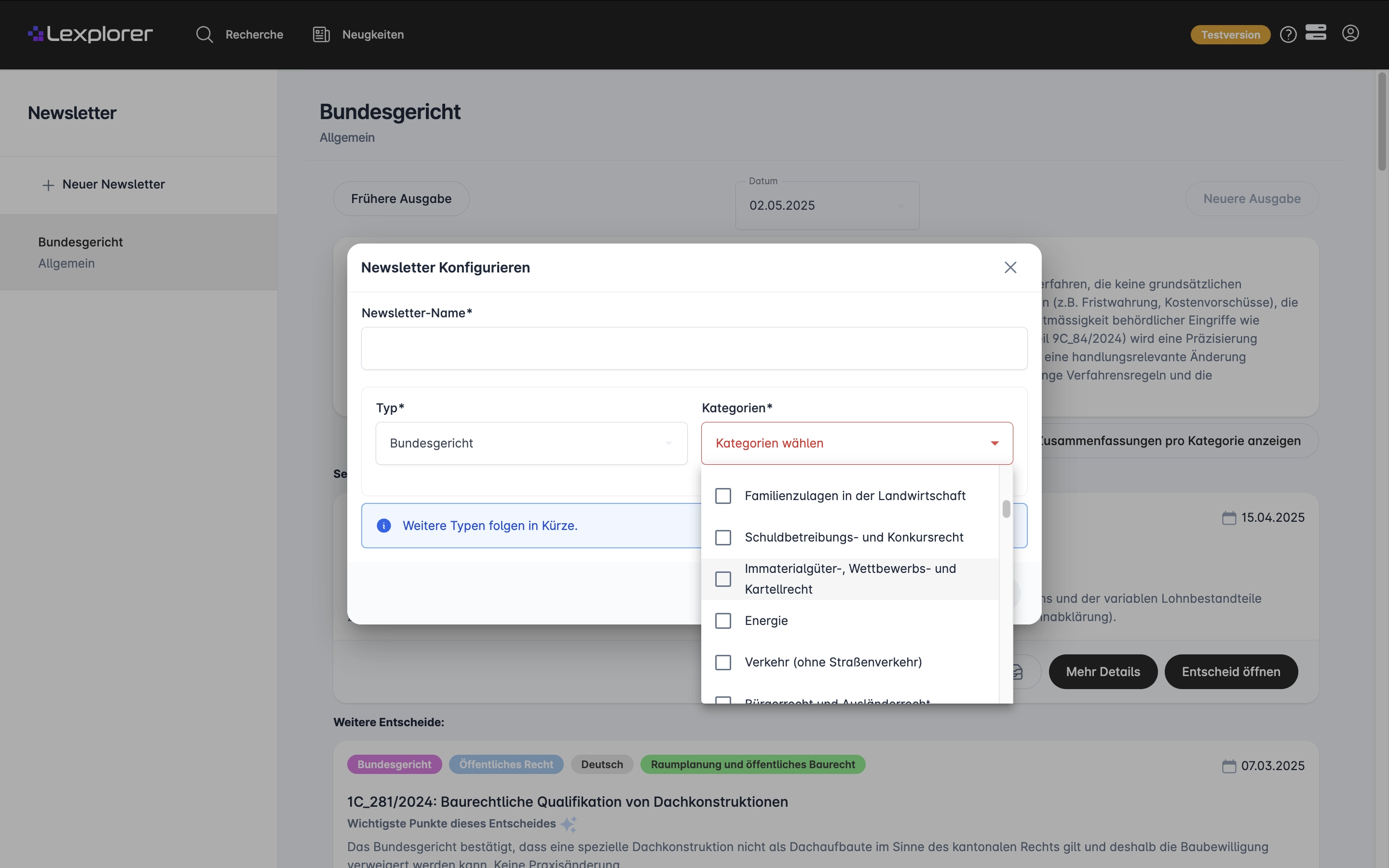 Personalisierung des Lexplorer Pulse Newsletters